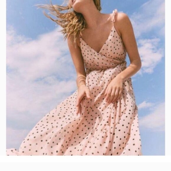 MADEWELL Ruffle Strap wrap dress In inkspot dots Sz.8 NWT - Picture 2 of 7